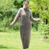 Hand Knitted Mohair Dress Brown Beige Mix Fetish Sweater Turtleneck Handgestrickte pullover by EXTRAVAGANTZA.