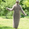 Hand Knitted Mohair Dress Brown Beige Mix Fetish Sweater Turtleneck Handgestrickte pullover by EXTRAVAGANTZA.