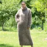Hand Knitted Mohair Dress Brown Beige Mix Fetish Sweater Turtleneck Handgestrickte pullover by EXTRAVAGANTZA.