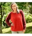 Hand Knit 100% Pure Angora Sweater Red color crew neck