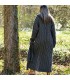 Hooded Chunky Cable Hand Knit 100 % Wool Long Coat Cardigan Dark Grey color