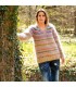 Icelandic / Nordic Hand Knit Mohair V-Neck Sweater Beige Multycolor Fuzzy