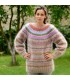 Icelandic / Nordic Hand Knit Mohair Sweater Beige Multycolor Fuzzy Turtleneck Nordic