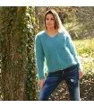 Super Sexy Hand Knit Mohair Sweater Turquoise Color V-Neck pullover