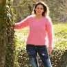 Super Sexy Hand Knit Mohair Sweater Pink Color V-Neck