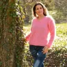Super Sexy Hand Knit Mohair Sweater Pink Color V-Neck
