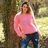 Super Sexy Hand Knit Mohair Sweater Pink Color V-Neck