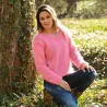 Super Sexy Hand Knit Mohair Sweater Pink Color V-Neck