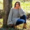 Summer Oversized Slouchy Hand Knitted 100 % Pure Wool Sweater Light Grey color boat neck