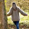 Cable Hand Knitted MohairTurtleneck Sweater Light Gray Fuzzy and Fluffy
