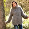Cable Hand Knitted MohairTurtleneck Sweater Light Gray Fuzzy and Fluffy