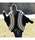 Boutique Hand Knitted Mohair Wool Cardigan Coat Designer Black and White Cable Sweater Jacket Oversized