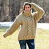 Cable Knitted Chunky 100 % Pure Wool Turtleneck Sweater Beige color by Extravagantza