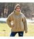 Cable Knitted Chunky 100 % Pure Wool Turtleneck Sweater Beige color by Extravagantza