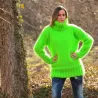 Hand Knitted Turtleneck Mohair Sweater Neon Green color Fuzzy and Fluffy