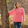 Summer Oversized Slouchy Hand Knitted 100 % Pure Wool Sweater Pink color boat neck