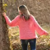 Summer Oversized Slouchy Hand Knitted 100 % Pure Wool Sweater Pink color boat neck