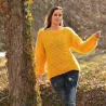 Sammer Oversized Slouchy Hand Knitted 100 % Pure Wool Sweater Yellow color boat neck