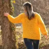 Sammer Oversized Slouchy Hand Knitted 100 % Pure Wool Sweater Yellow color boat neck