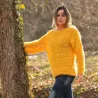 Sammer Oversized Slouchy Hand Knitted 100 % Pure Wool Sweater Yellow color boat neck