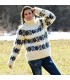 Icelandic Hand Knit Mohair and Wool Sweater White and Black Fuzzy Turtleneck