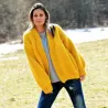 Chunky V-neck Hand Knit 100 % Wool Cardigan Yellow color