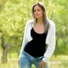 Hand Knit 70% pure angora cardigan White Fuzzy Crew Neck Handgestrickte pullover by Extravagantza