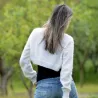 Hand Knit 70% pure angora cardigan White Fuzzy Crew Neck Handgestrickte pullover by Extravagantza