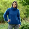 Hand Knit 100% pure angora Sweater blue Fuzzy Turtleneck Handgestrickte pullover by Extravagantza