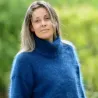 Hand Knit 100% pure angora Sweater blue Fuzzy Turtleneck Handgestrickte pullover by Extravagantza