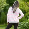 Hand Knit 100% pure angora Sweater white and pink stripped Fuzzy turtleneck Handgestrickte pullover by Extravagantza
