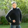 2 Strands Hand Knit 100% pure angora Sweater black Fuzzy Turtleneck Handgestrickte pullover by Extravagantza