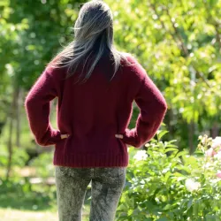 Hand Knit 100% pure angora Sweater Red Fuzzy Turtleneck Handgestrickte pullover by Extravagantza