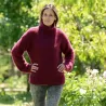 Hand Knit 100% pure angora Sweater Red Fuzzy Turtleneck Handgestrickte pullover by Extravagantza