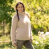 Hand Knit 100% pure angora Sweater beige Fuzzy Turtleneck Handgestrickte pullover by Extravagantza