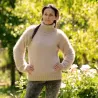 Hand Knit 100% pure angora Sweater beige Fuzzy Turtleneck Handgestrickte pullover by Extravagantza