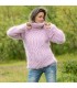 Cable Hand Knit Mohair Sweater pink Fuzzy Turtleneck Handgestrickt pullover by Extravagantza