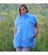 Blue Hand Knit Mohair Cardigan Fuzzy Turtleneck by Extravagantza