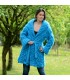 Blue Hand Knit Mohair Coat Cardigan Fuzzy Turtleneck Handgestrickt pullover