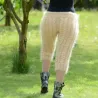 Light Beige Hand Knitted Mohair pants Handgestrickt pullover by Extravagantza