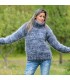 Hand Knit Mohair Sweater gray mix Fuzzy Turtleneck 6 strands Handgestrickte pullover by Extravagantza