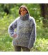 Hand Knit Mohair Sweater white blue mix Fuzzy Turtleneck 10 strands Handgestrickte pullover by Extravagantza