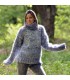 Hand Knit Mohair Sweater white blue mix Fuzzy Turtleneck 10 strands Handgestrickte pullover by Extravagantza