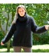 Hand Knitted Mohair Sweater Black Fuzzy Turtleneck Handgestrickt pullover