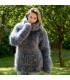 Hand Knit Mohair Sweater gray mix Fuzzy Turtleneck 20 strands Handgestrickte pullover by Extravagantza