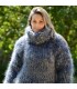 Hand Knit Mohair Sweater gray mix Fuzzy Turtleneck 20 strands Handgestrickte pullover by Extravagantza