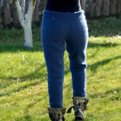 Blue Hand Knitted 100% Wool pants Handgestrickt pullover by Extravagantza