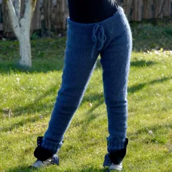 Blue Hand Knitted 100% Wool pants Handgestrickt pullover by Extravagantza