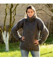 Chunky Hand Knit 100 % wool Sweater dark grey handmade Turtleneck Handgestrickt pullover by Extravagantza