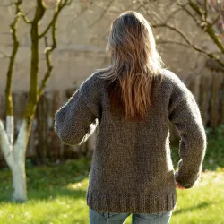Chunky Hand Knit 100 % wool Sweater dark grey handmade Turtleneck Handgestrickt pullover by Extravagantza